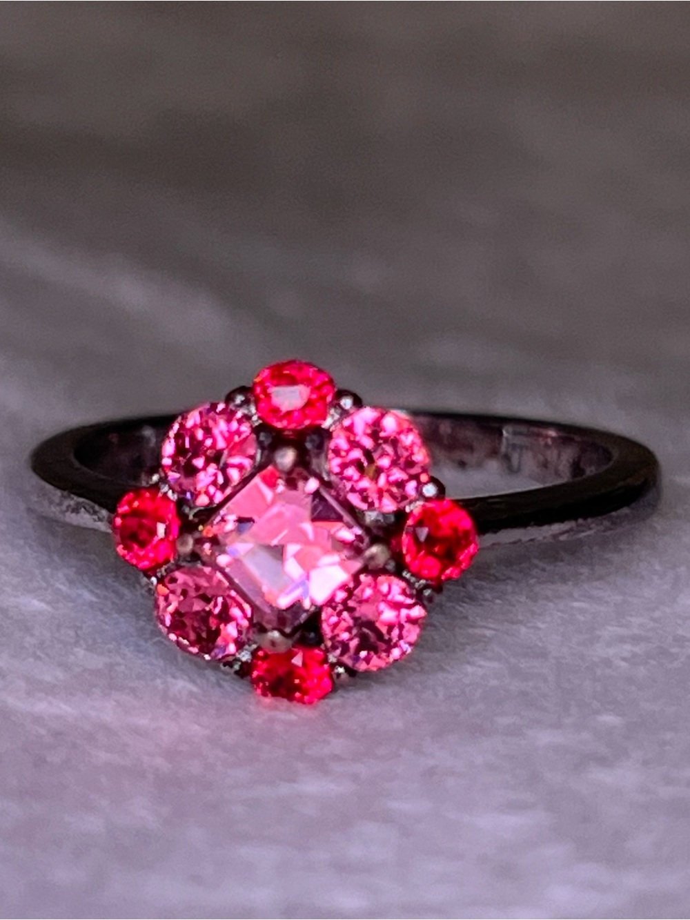 Fragrant Jewels Pink Floral Cluster Ring size 7